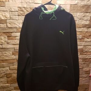 Puma Men's Black Hoodie with Neon Green Accents